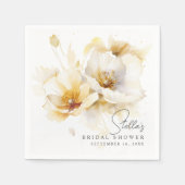 Elegant Wit Geel Gouden Bloem Vrijgezellenfeest Servet (Voorkant)