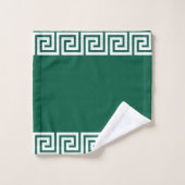 Elegant wit geometrisch patroon Lijst op groen Bad Handdoek (Wasdoekje)