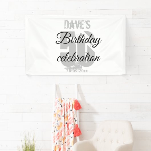 Elegant wit gepersonaliseerd 50ste elke verjaardag spandoek (Insitu)