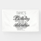 Elegant wit gepersonaliseerd 50ste elke verjaardag spandoek (Horizontaal)