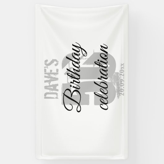 Elegant wit gepersonaliseerd 50ste elke verjaardag spandoek (Verticaal)