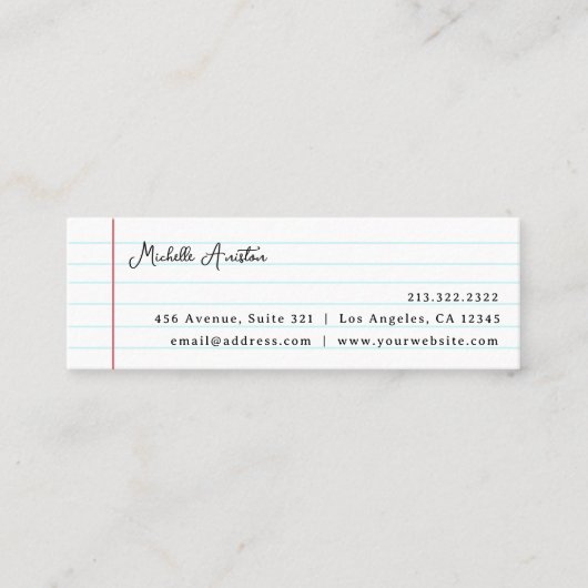 Elegant wit gevoerd Notitieboek papier gepersonali Mini Visitekaartje (Voorkant)