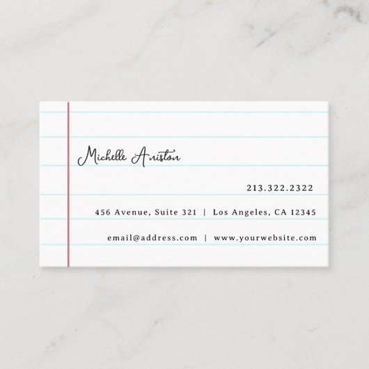 Elegant wit gevoerd Notitieboek papier gepersonali Visitekaartje (Voorkant)