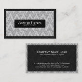 Elegant wit glitter chevron zigzagpatroon visitekaartje (Voorkant / Achterkant)