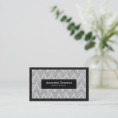 Elegant wit glitter chevron zigzagpatroon visitekaartje (Staand voorkant)