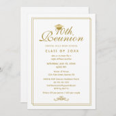 Elegant Wit Goud 10e Klasse Reünie Uitnodiging (Voorkant / Achterkant)