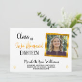 Elegant wit goud 2 foto trendy afstudeerfeest kaart (Staand voorkant)