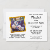 Elegant wit goud 2 foto trendy afstudeerfeest kaart (Achterkant)