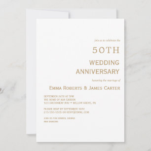 Elegant Wit & Goud 50ste Verjaardag  Kaart