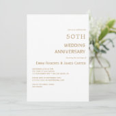 Elegant Wit & Goud 50ste Verjaardag  Kaart (Staand voorkant)