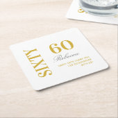 Elegant Wit & Goud 60e Verjaardag Cocktail Party Kartonnen Onderzetters (Schuin)