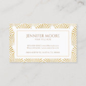 Elegant Wit Goud Art Deco Patroon Aangepast Visitekaartje (Achterkant)