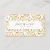 Elegant Wit Goud Art Deco Patroon Aangepast Visitekaartje (Voorkant)