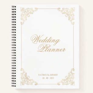 Elegant Wit Goud Barok Moslim Bruiloft Planner Notitieboek