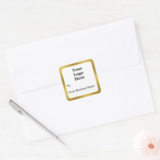 Elegant Wit Goud Bedrijfsnaam Logo Gift Label (Envelop)