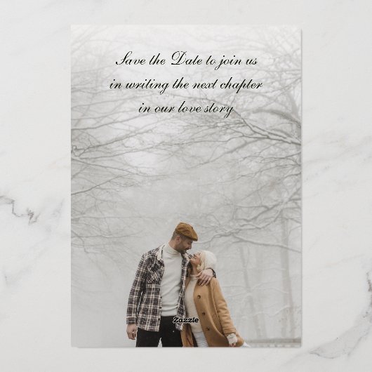 Elegant Wit Goud Bibliotheek Bruiloft Save the Dat Folie Uitnodiging (Achterkant)