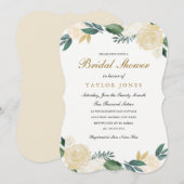 Elegant wit goud Bloemen Vrijgezellenfeest Kaart (Voorkant / Achterkant)