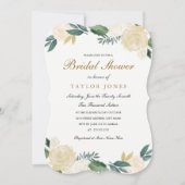 Elegant wit goud Bloemen Vrijgezellenfeest Kaart (Voorkant)