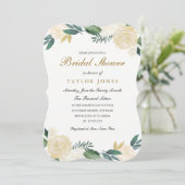 Elegant wit goud Bloemen Vrijgezellenfeest Kaart (Staand voorkant)