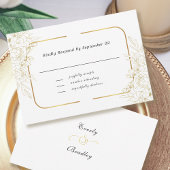Elegant wit goud bloemenscript border Lijst RSVP