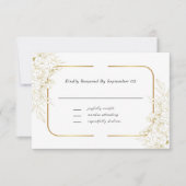 Elegant wit goud bloemenscript border Lijst RSVP (Voorkant)