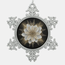 Elegant Wit & Goud Bloemornament
