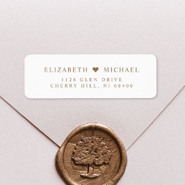 Elegant Wit Goud Bruiloft Retouradres Etiket