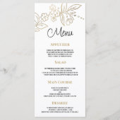 Elegant wit goud eenvoudige bloemenbruiloft Menu (Voorkant)