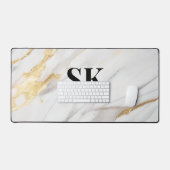 Elegant wit goud faux glitter marmer bureaumat (Keyboard & Muis)