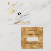 Elegant wit goud faux glitter marmer monogram afsprakenkaartje (Voorkant / Achterkant)