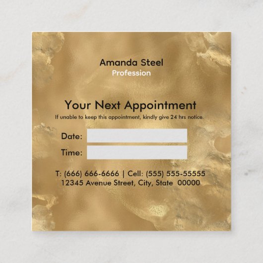 Elegant wit goud faux glitter marmer monogram afsprakenkaartje (Achterkant)