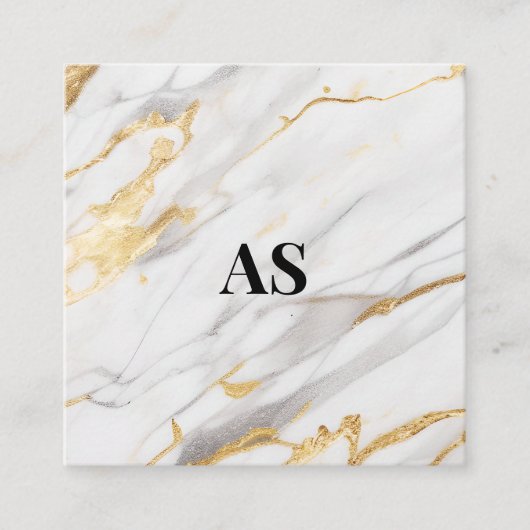 Elegant wit goud faux glitter marmer monogram afsprakenkaartje (Voorkant)