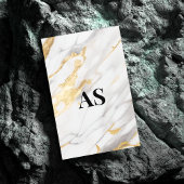 Elegant wit goud faux glitter marmer monogram magnetisch visitekaartje
