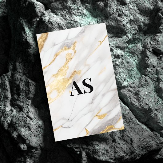 Elegant wit goud faux glitter marmer monogram magnetisch visitekaartje