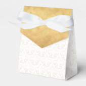 Elegant Wit & Goud Fleur De Lis Cadeau Favor Box Bedankdoosjes (Voorkant Zijde)