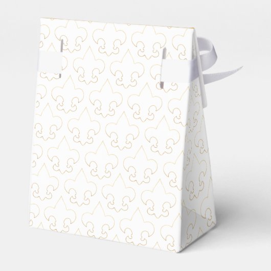 Elegant Wit & Goud Fleur De Lis Cadeau Favor Box Bedankdoosjes (Achterkant)