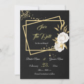 elegant wit goud florzwart behalve datum save the date (Voorkant)
