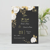 elegant wit goud florzwart save the date (Staand voorkant)