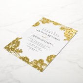 Elegant Wit + Goud Folie Kant Bruiloft Echt Uitnodiging (Gedraaid)