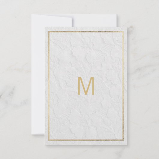 Elegant wit goud frans bloemenkant bedankkaart (Achterkant)