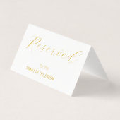 Elegant Wit Goud Gereserveerd Bruiloft Plaats Kaar Kaart (Achterkant)