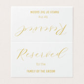 Elegant Wit Goud Gereserveerd Bruiloft Plaats Kaar Kaart (Buitenkant ongevouwen)