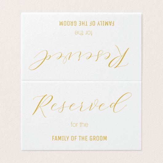 Elegant Wit Goud Gereserveerd Bruiloft Plaats Kaar Kaart (Buitenkant ongevouwen)