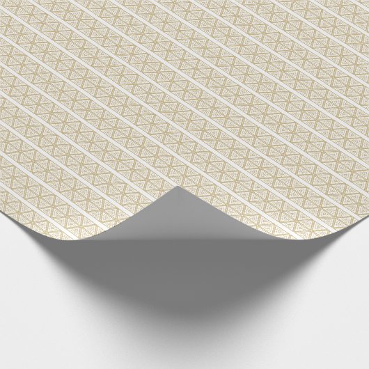 Elegant wit goud gestript  decoratief cadeaupapier (Hoek)