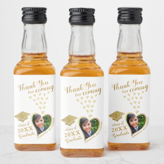 Elegant Wit Goud Glam Bedankt 2025 Afstuderen Likeurfles Etiket (Flessen)