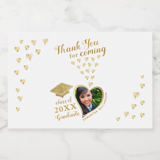 Elegant Wit Goud Glam Bedankt 2025 Afstuderen Likeurfles Etiket (Enkel label)