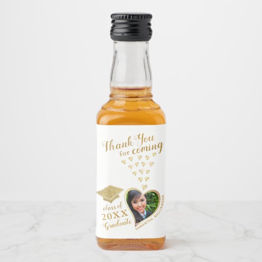 Elegant Wit Goud Glam Bedankt 2025 Afstuderen Likeurfles Etiket (Voorkant)