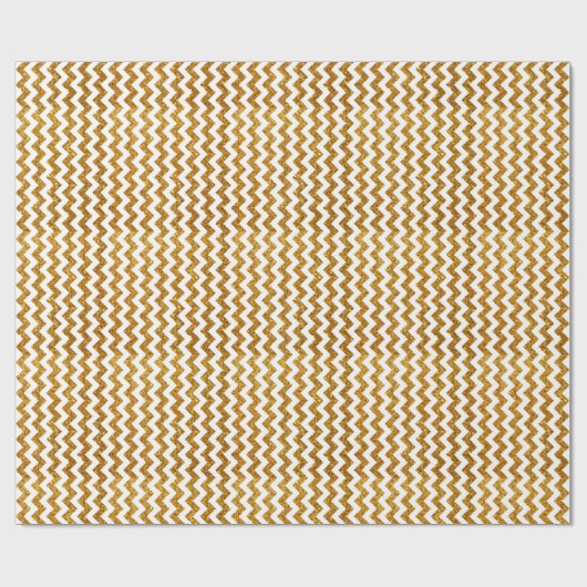 Elegant wit goud glitter chevron strepen patroon cadeaupapier (Vlak)