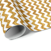 Elegant wit goud glitter chevron strepen patroon cadeaupapier (Rol Hoek)