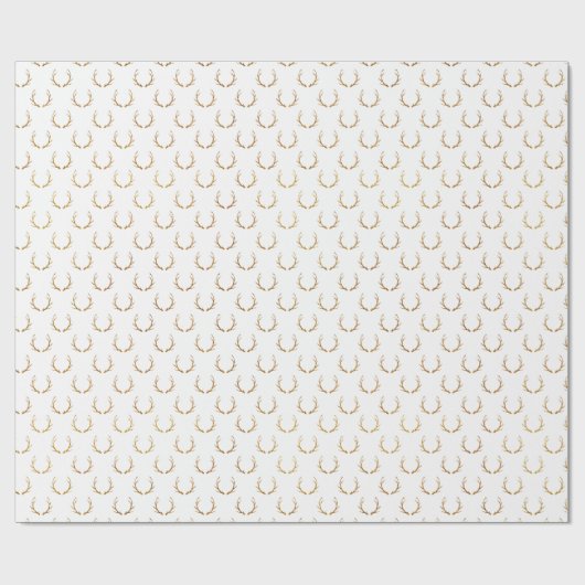 Elegant wit goud glitter schattig rendier gewei cadeaupapier (Vlak)